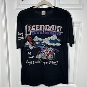 1992 Sturgis Motorcycle Rally Shirt Size Large Black Vintage Short Sleeve